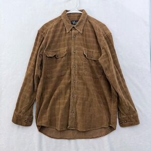 Dick Idol By Cabelas Corduroy Shirt Mens M Brown Flap Pocket Button Down